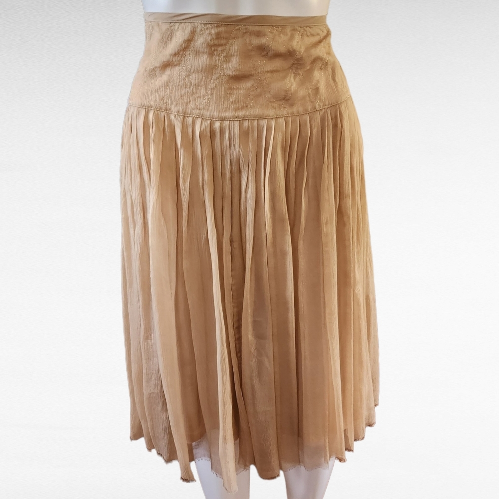Development By Erica Davies Blush Silk Chiffon Raw Hem Skirt Size 0